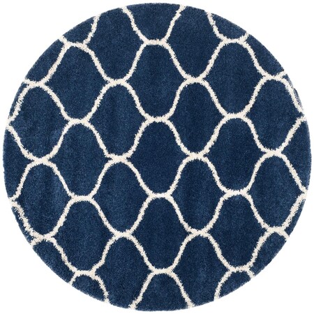 Safavieh 11 x 11 ft. Hudson Shag Power Loomed Round Area Rug; Navy & Ivory SGH280C-11R